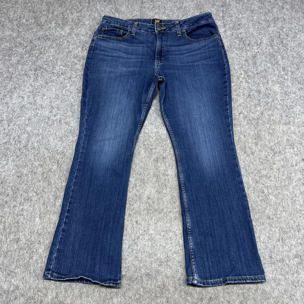 Lee Jeans Womens 16 S/C Blue Mid Rise Bootcut Stretch Denim Medium Wash Western